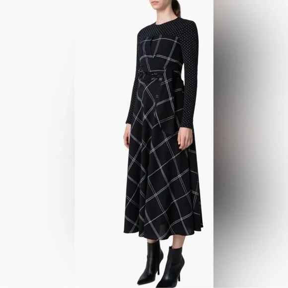 EUC! Akris Punto Contrast Print Black and White Maxi Dress, Size 14 - Picture 2 of 9